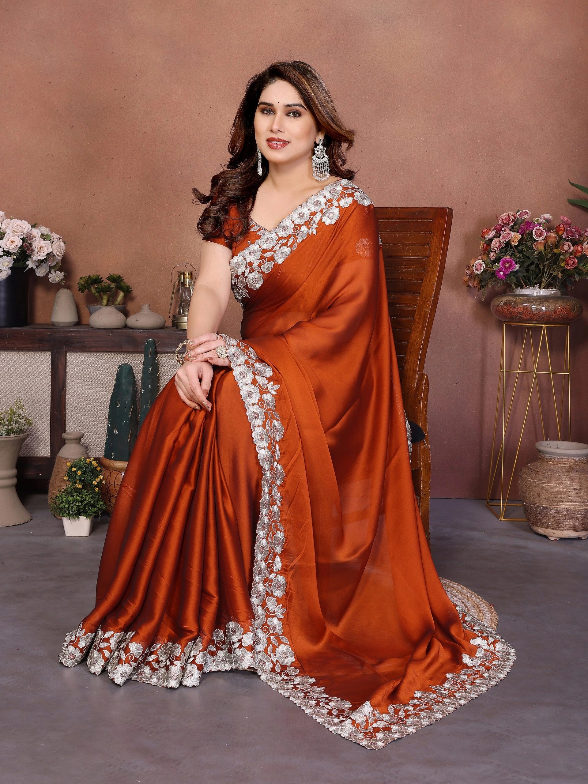 Orange Rangoli Silk Saree Kalyanja Fashion